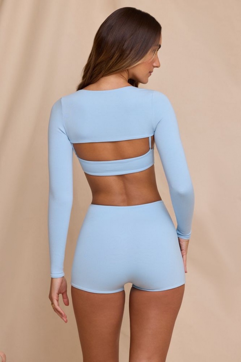 Sky Blue Oh Polly Mae Long Sleeve Shrug | QOHA-04162