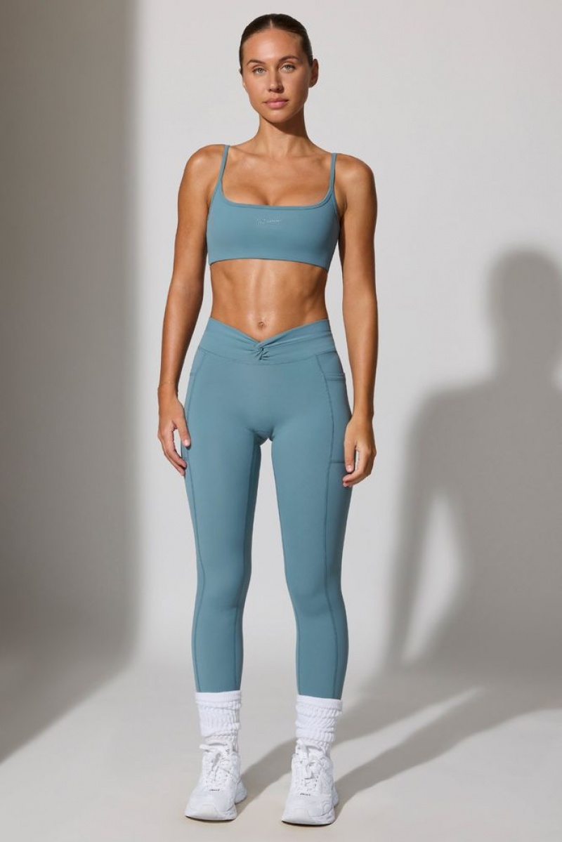 Slate Blue Oh Polly Change Petite Full Length Leggings with Pockets | ZVEI-41736