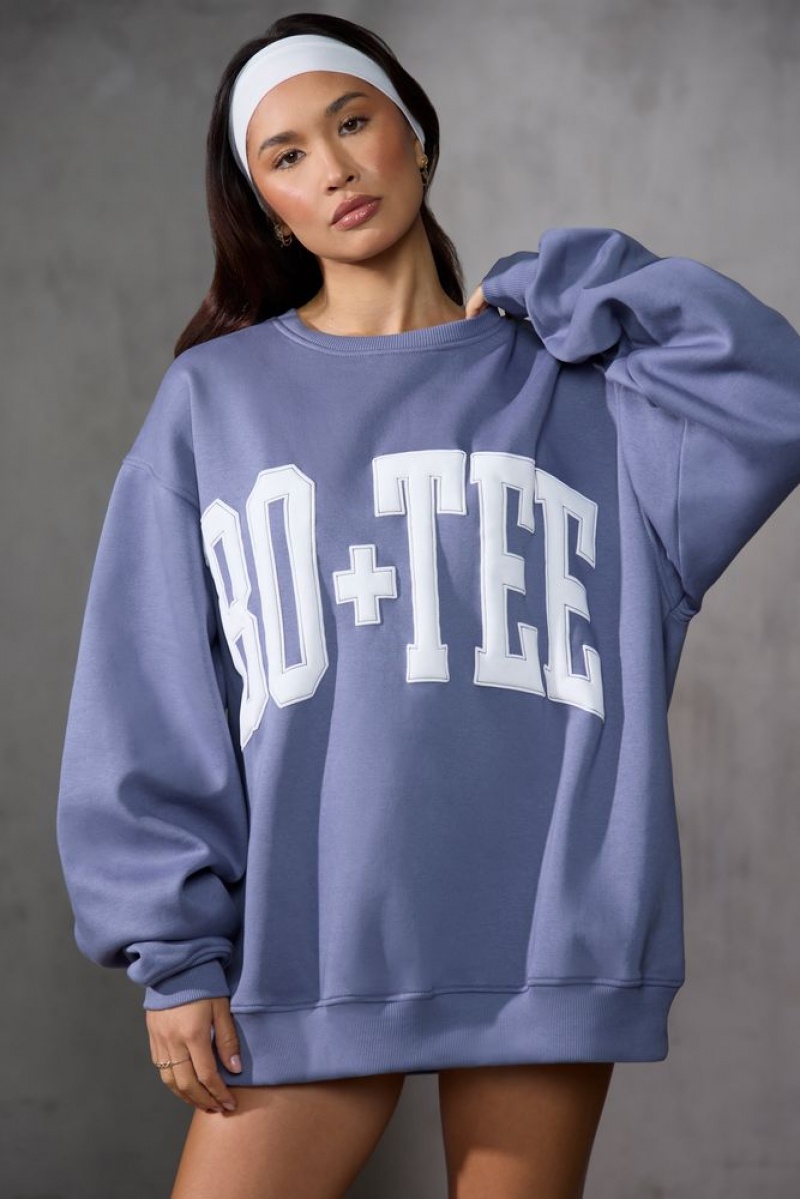 Slate Blue Oh Polly New Staples Oversized Sweatshirt | YKCN-23906