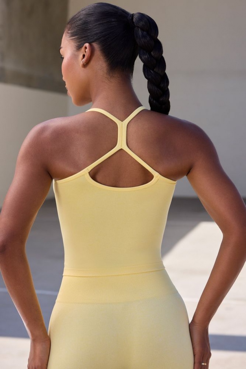 Soft Yellow Oh Polly Rhythm Super Sculpt Seamless Scoop Neck Top | QLDT-04953