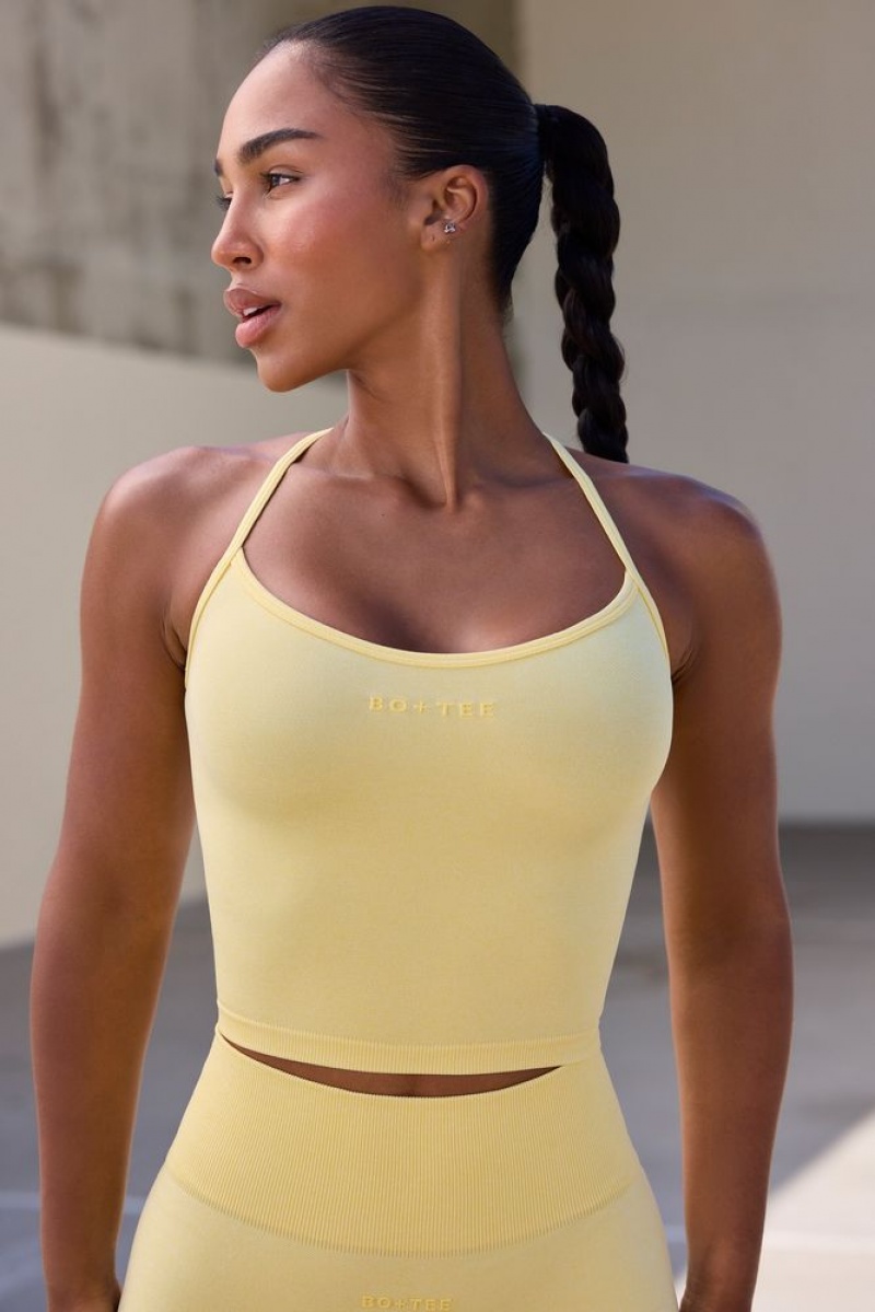 Soft Yellow Oh Polly Rhythm Super Sculpt Seamless Scoop Neck Top | QLDT-04953