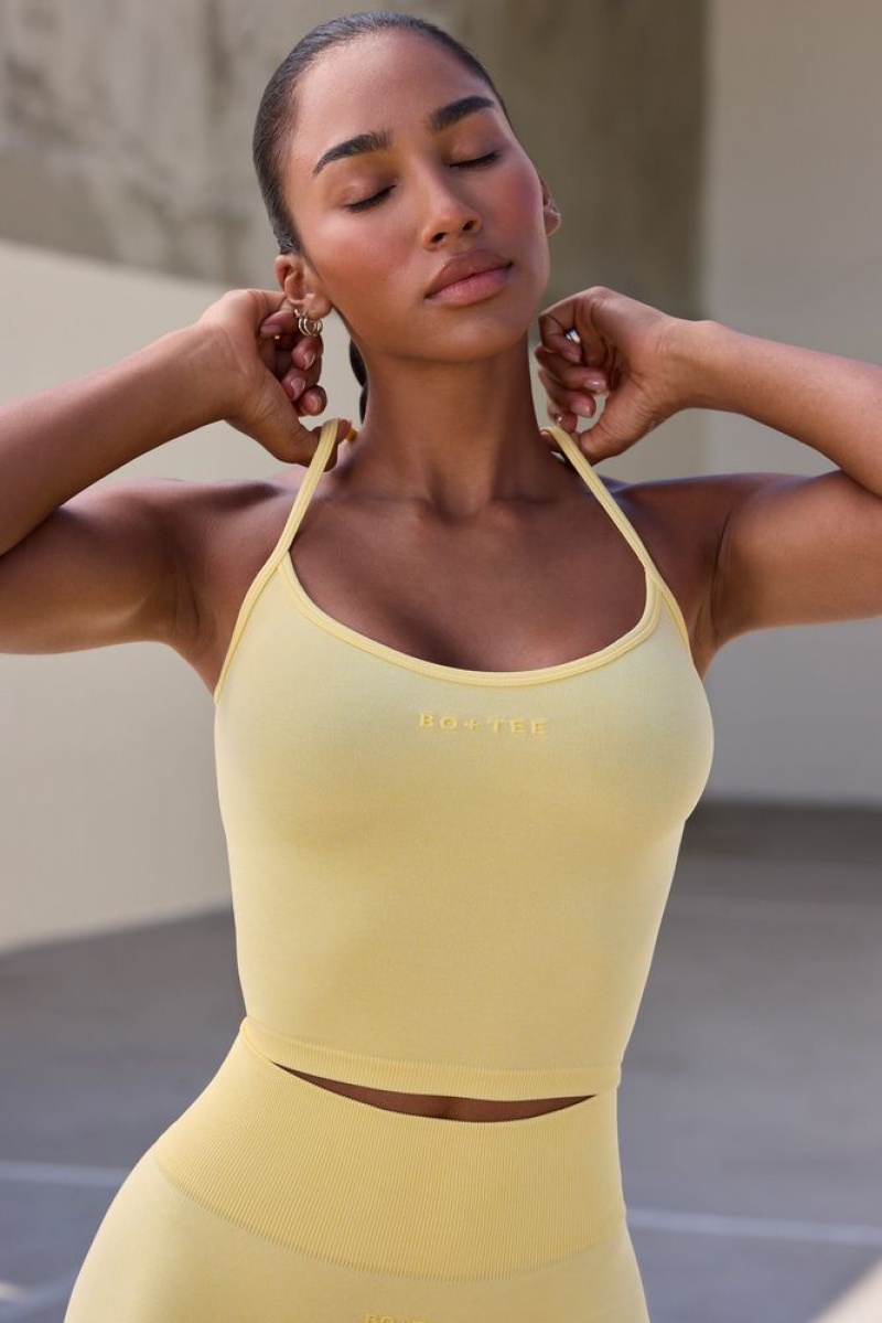 Soft Yellow Oh Polly Rhythm Super Sculpt Seamless Scoop Neck Top | QLDT-04953