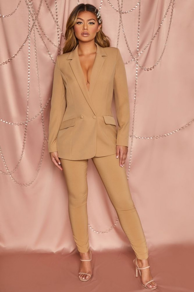 Tan Oh Polly Business As Usual High Waisted Tailored Trousers | FHDJ-38216