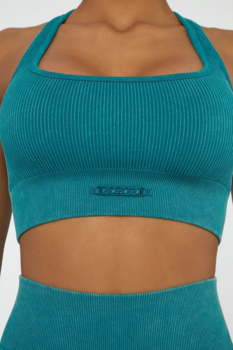 Teal Oh Polly Iconic Square Neck Sports Bra | ZQCH-79645