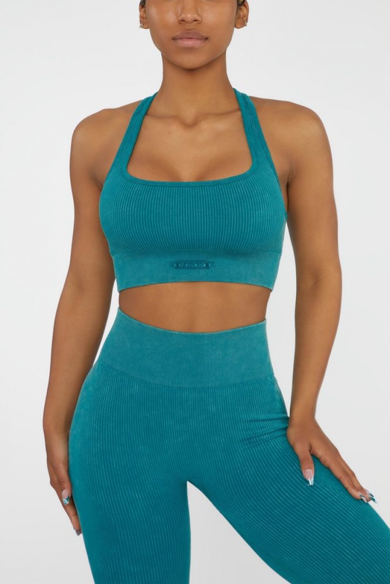 Teal Oh Polly Iconic Square Neck Sports Bra | ZQCH-79645