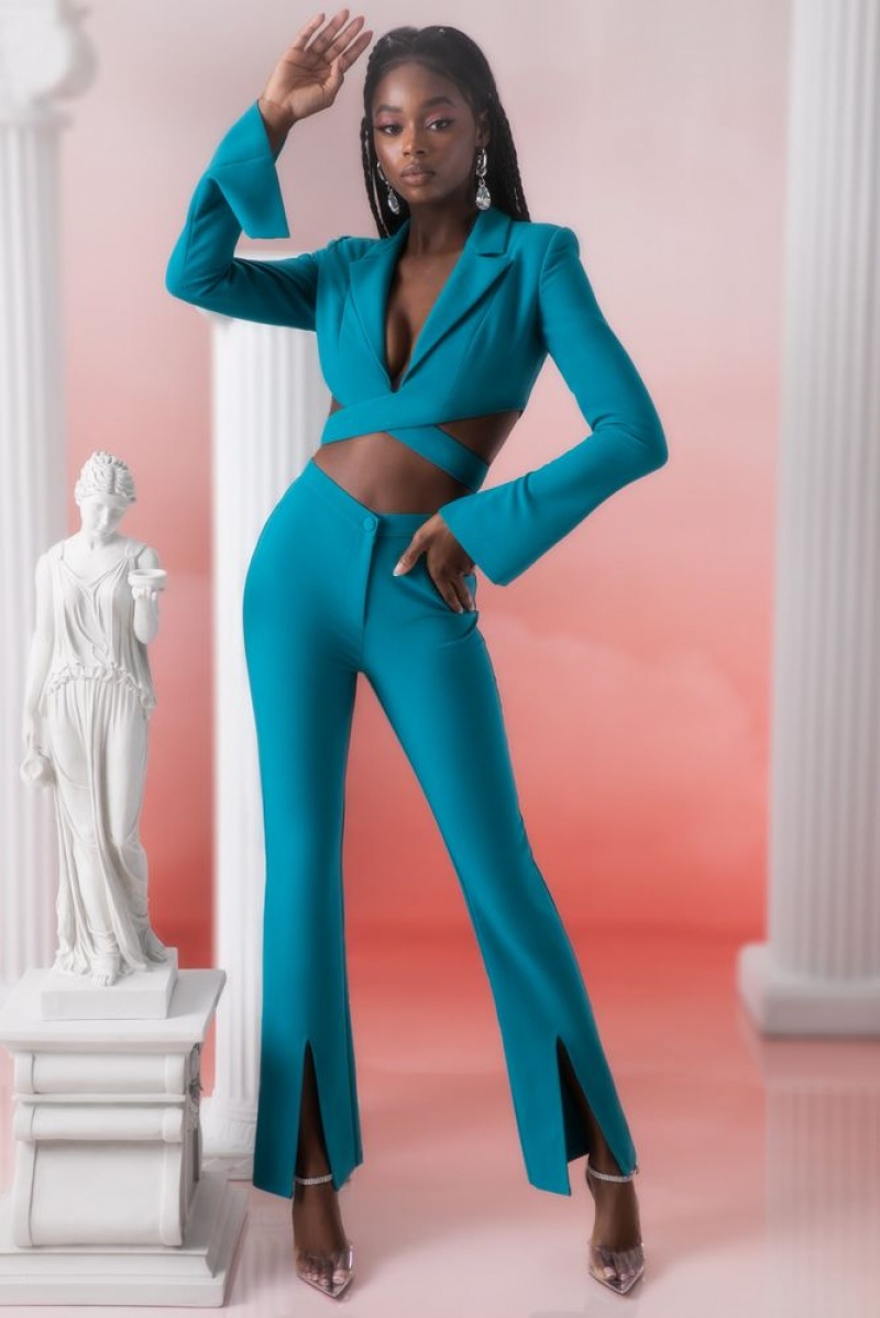 Teal Oh Polly Jacinta Flare Trousers | RBFX-01327