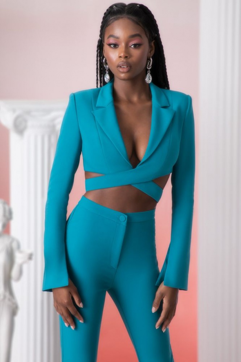 Teal Oh Polly Meraki Cropped Blazer | TXME-27836