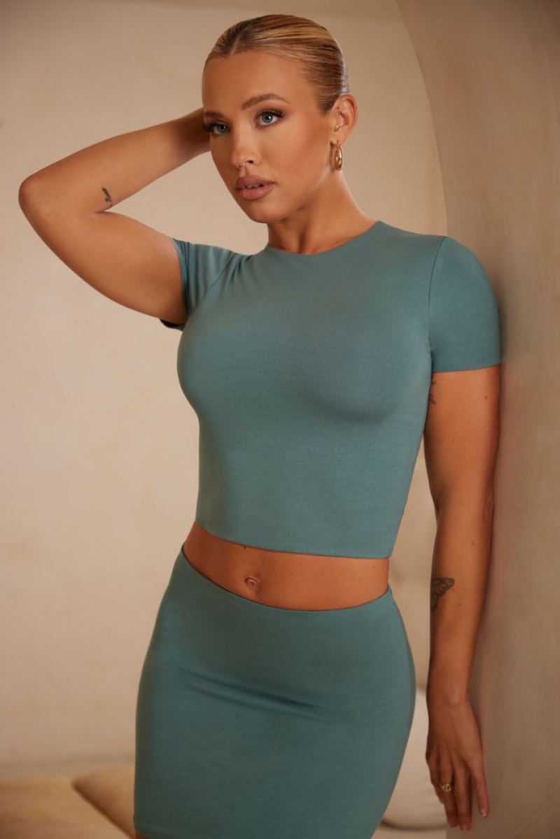 Teal Oh Polly Myaree Cap Sleeve Crop Top | WDRT-72018