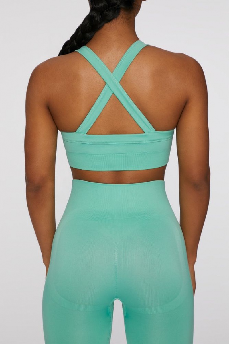 Turquoise Oh Polly Purpose Cross Back Sports Bra | NIKZ-94670