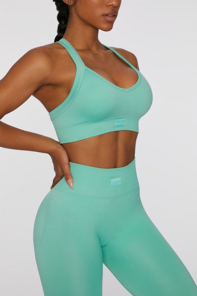 Turquoise Oh Polly Purpose Cross Back Sports Bra | NIKZ-94670