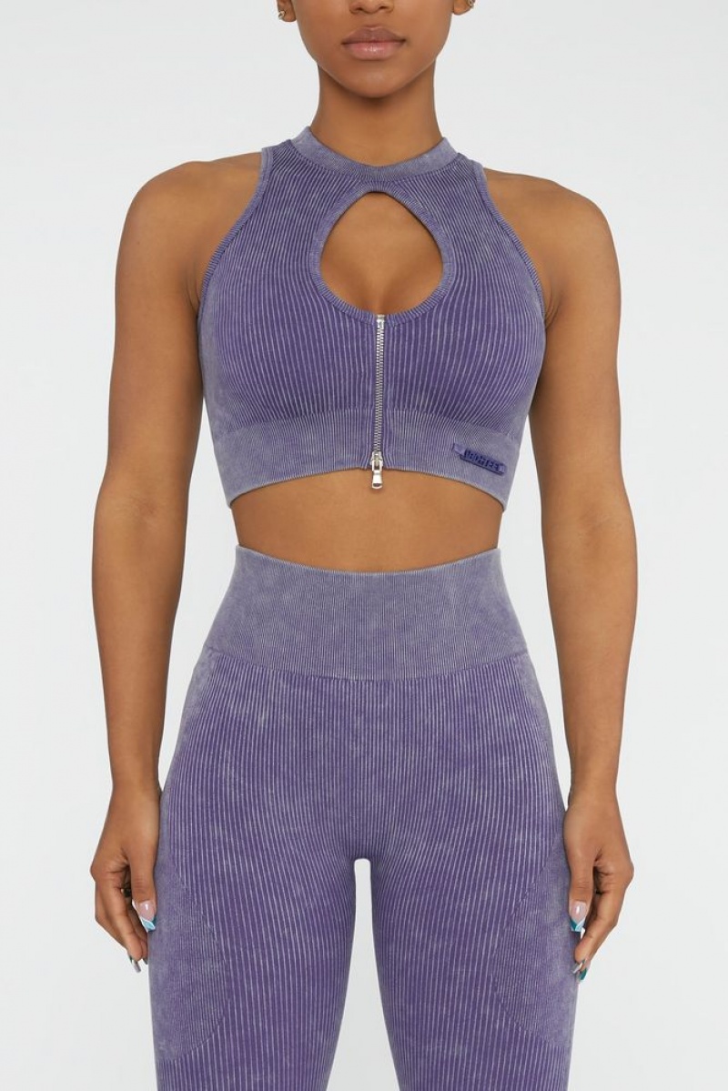 Violet Oh Polly Relay Keyhole Zip Crop Top | WTEI-74035