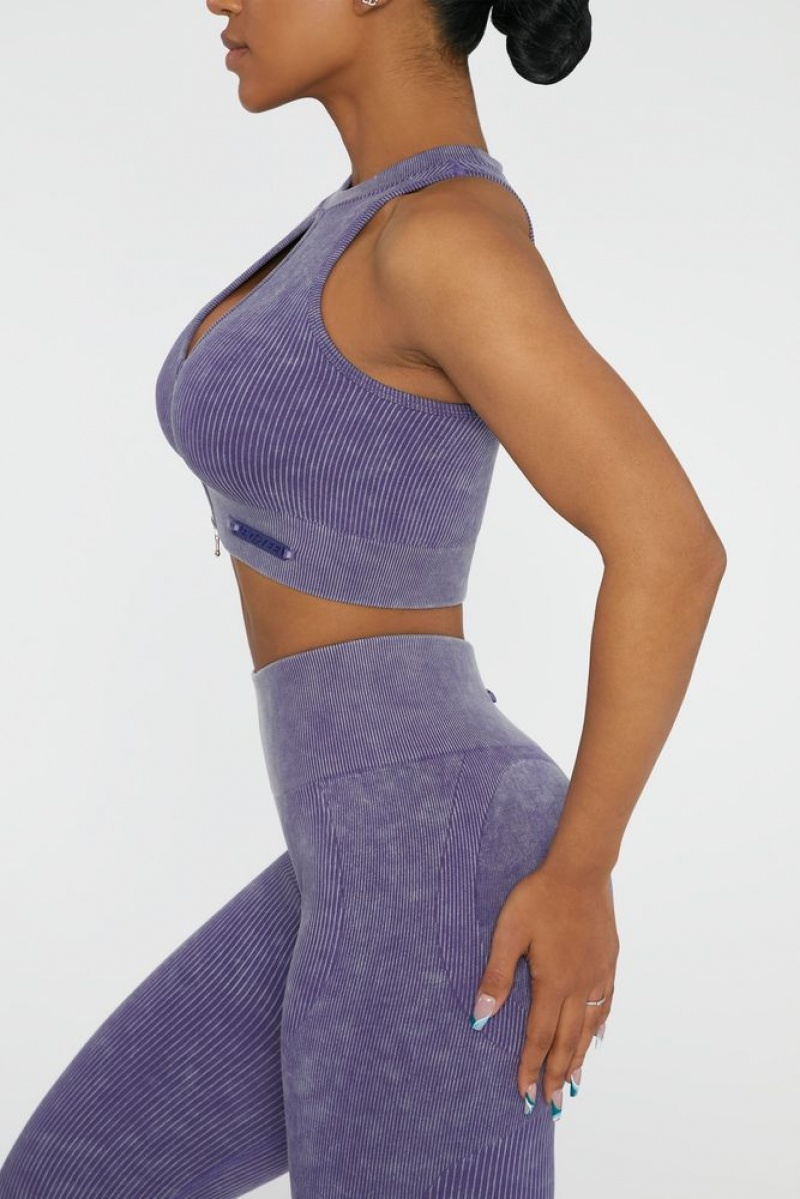 Violet Oh Polly Relay Keyhole Zip Crop Top | WTEI-74035