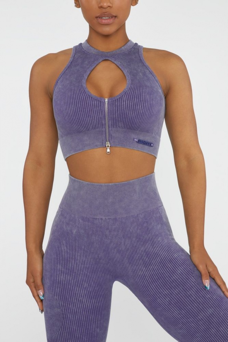 Violet Oh Polly Relay Keyhole Zip Crop Top | WTEI-74035