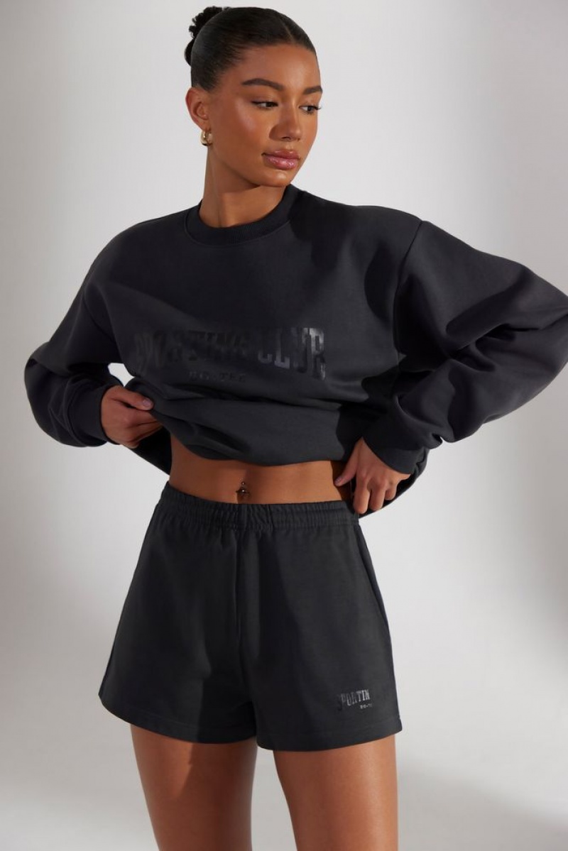 Washed Black Oh Polly Groundwork Sweat Shorts | IYHJ-37629