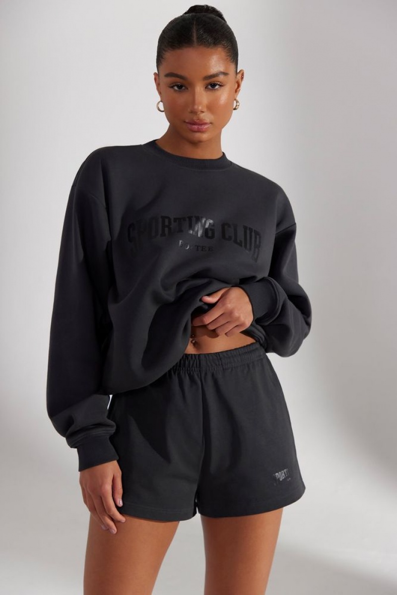 Washed Black Oh Polly Groundwork Sweat Shorts | IYHJ-37629