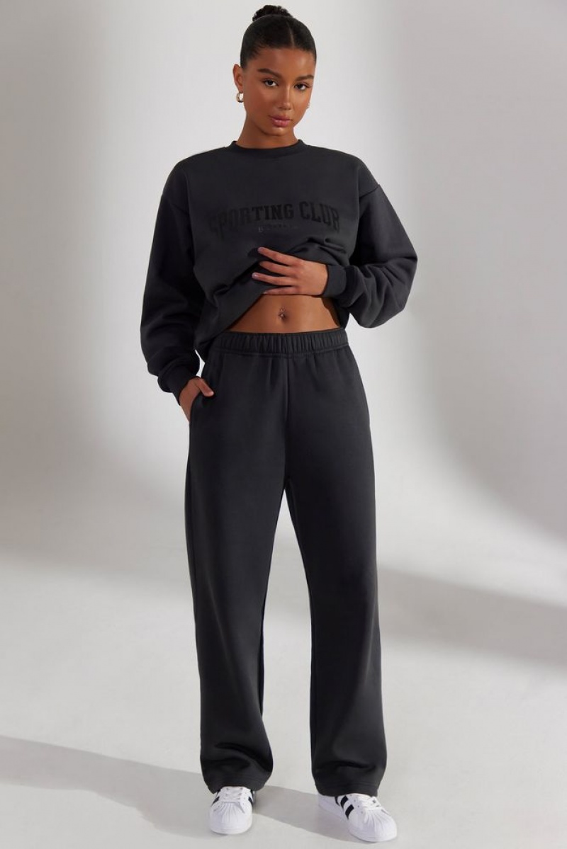 Washed Black Oh Polly Principal Petite Wide Leg Joggers | PJNQ-71306