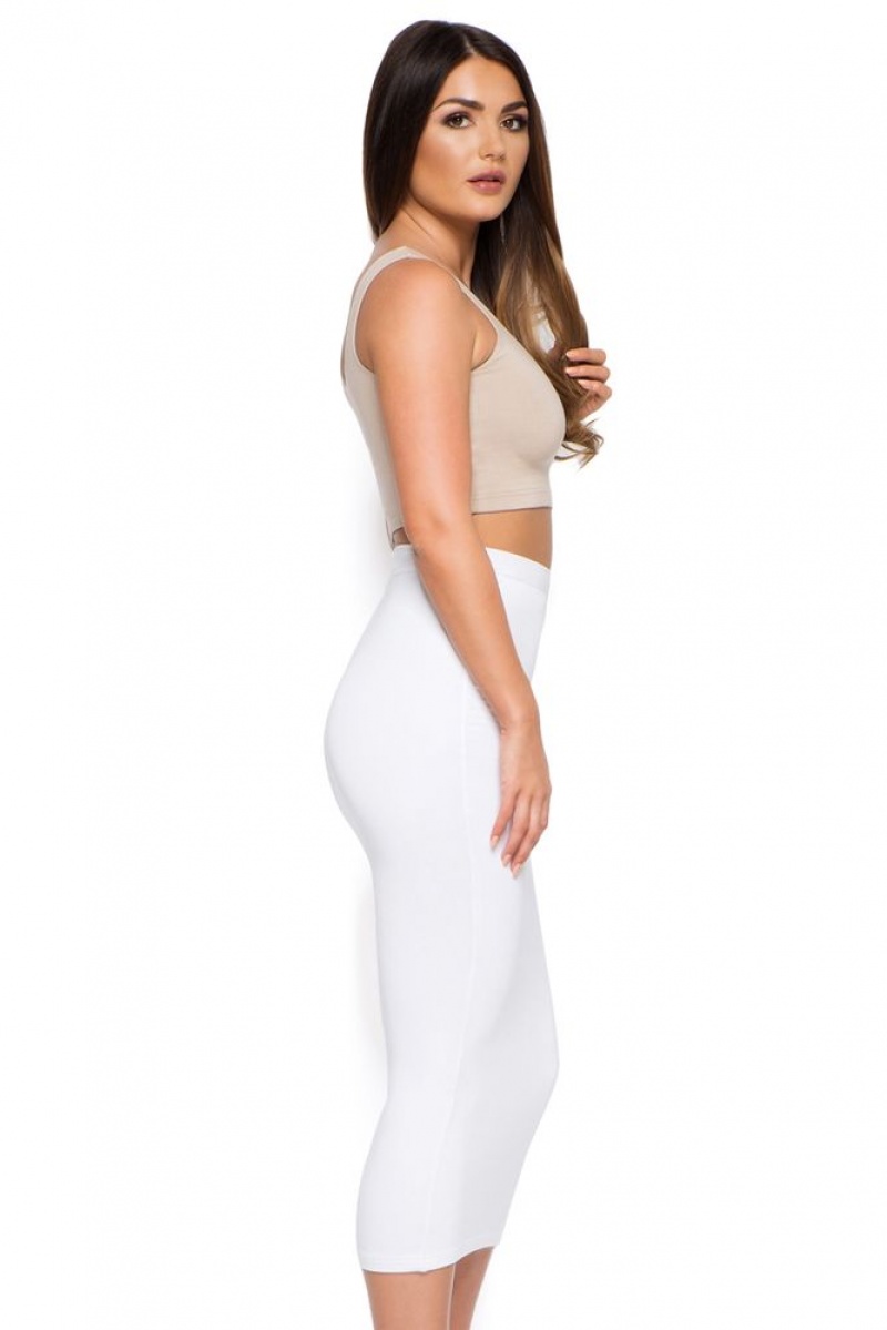 White Oh Polly Behind The Curve High Waisted Midi Skirt | GQXK-50781