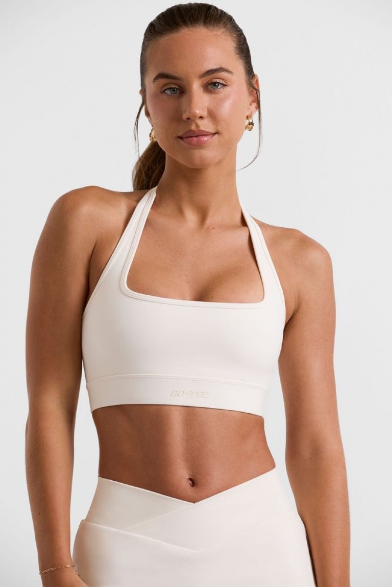 White Oh Polly Deuce Halterneck Crop Top | ZDGY-93075