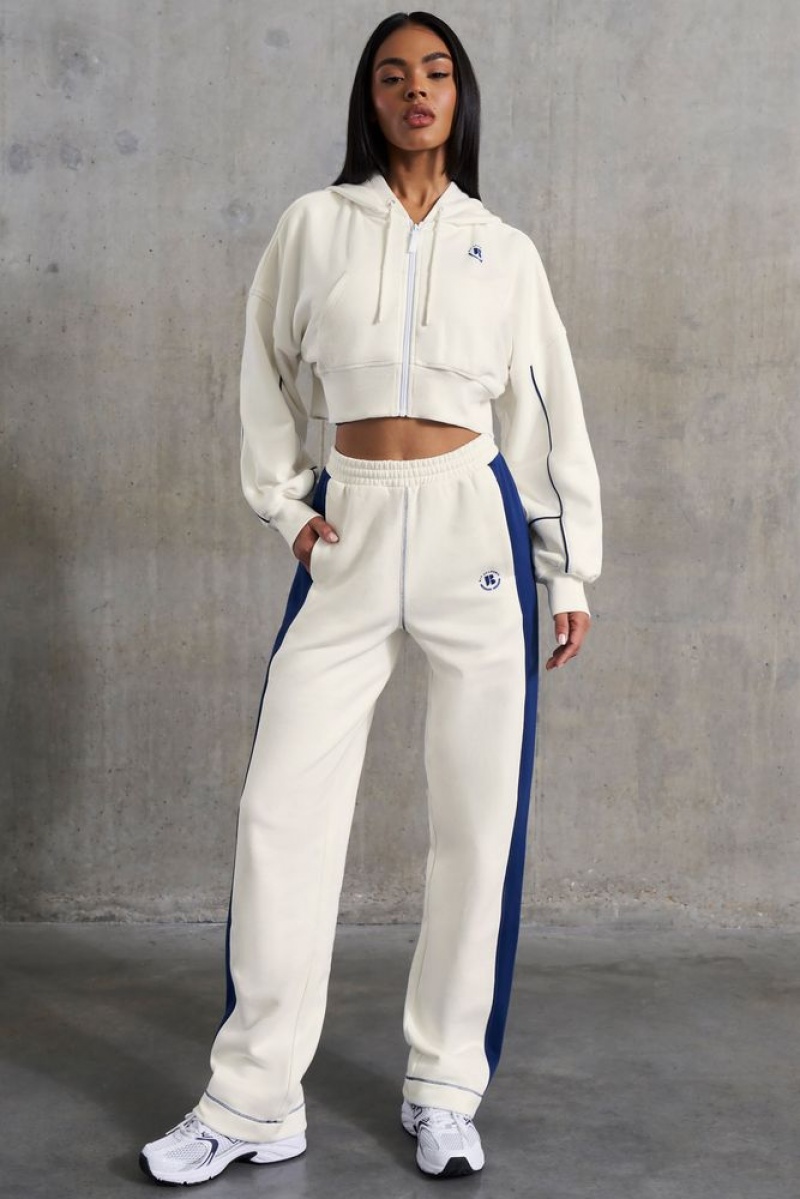 White Oh Polly Elite Petite Wide Leg Sweatpants | UIPA-57369