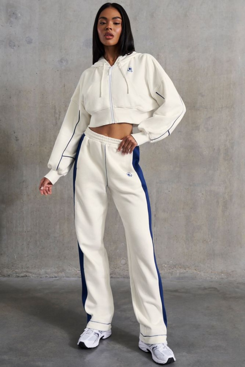 White Oh Polly Elite Petite Wide Leg Sweatpants | UIPA-57369