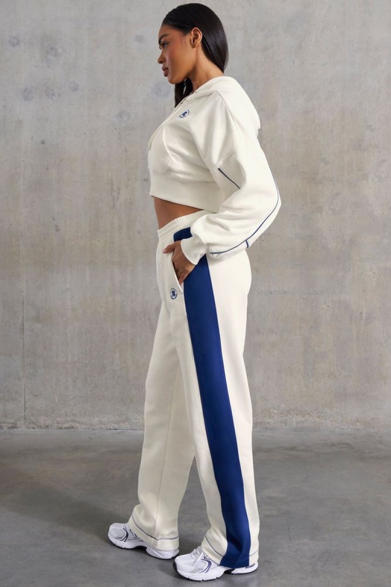 White Oh Polly Elite Wide Leg Sweatpants | DQUT-70149