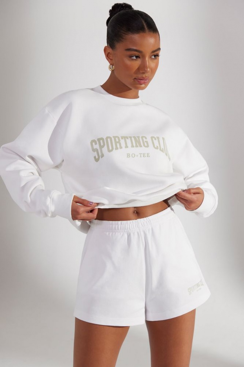 White Oh Polly Groundwork Sweat Shorts | XYWD-53896