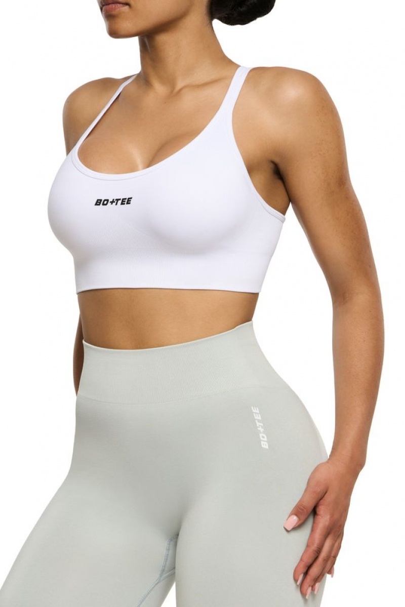 White Oh Polly Streamline Seamless Strappy Sports Bra | SFCB-96251