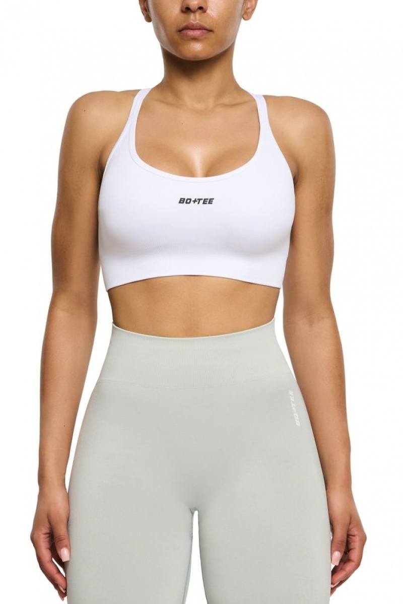 White Oh Polly Streamline Seamless Strappy Sports Bra | SFCB-96251