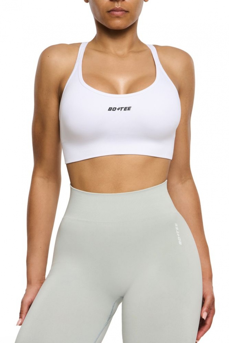 White Oh Polly Streamline Seamless Strappy Sports Bra | SFCB-96251