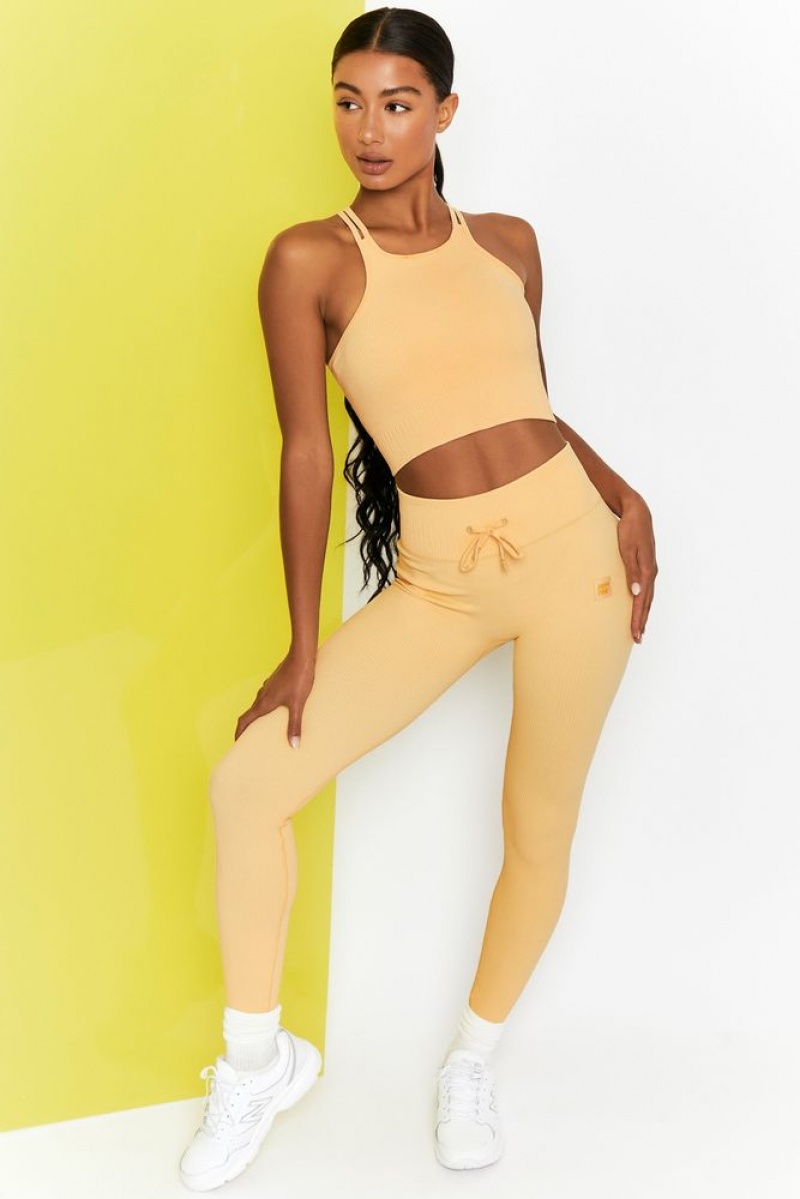 Yellow Oh Polly Feel Your Power Ribbed Racer Crop Top | VHSC-70618