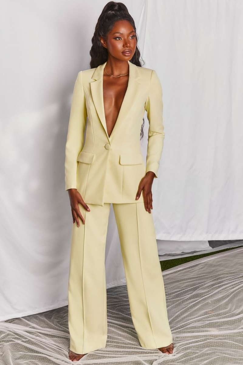 Yellow Oh Polly Power House Wide Leg Trousers | ICMV-29657