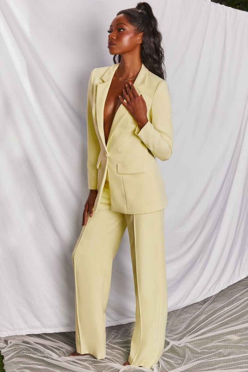 Yellow Oh Polly Power House Wide Leg Trousers | ICMV-29657