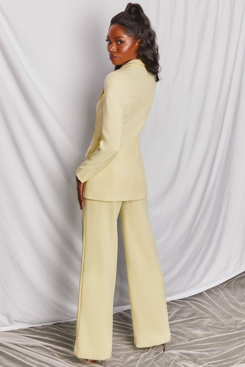 Yellow Oh Polly Power House Wide Leg Trousers | ICMV-29657