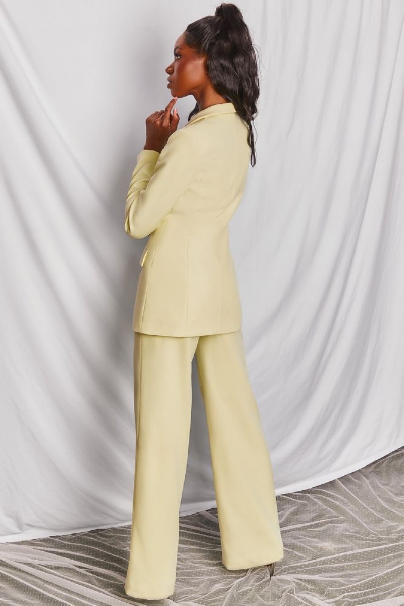 Yellow Oh Polly Power House Wide Leg Trousers | ICMV-29657