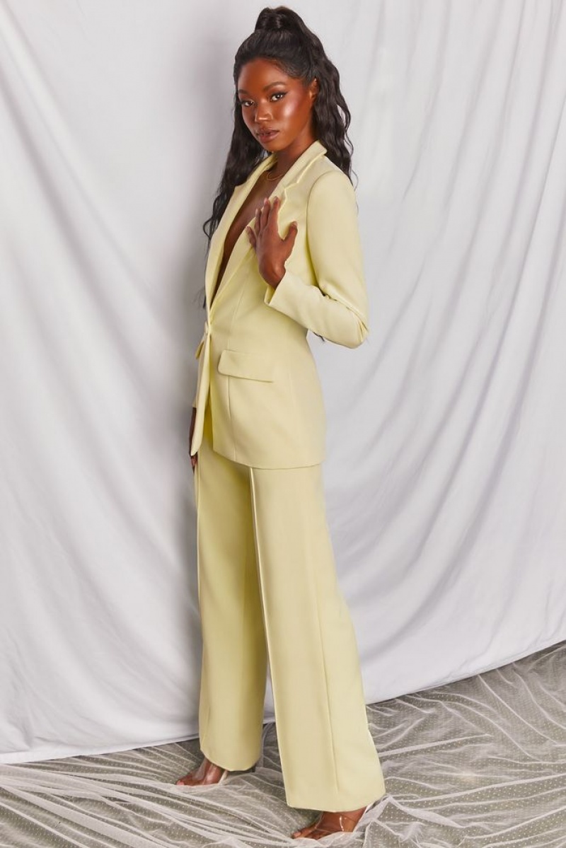 Yellow Oh Polly Power House Wide Leg Trousers | ICMV-29657